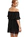 SheIn Women's Sexy Off Shoulder Chiffon Boho Ruffle Sleeve Blouse Large Black