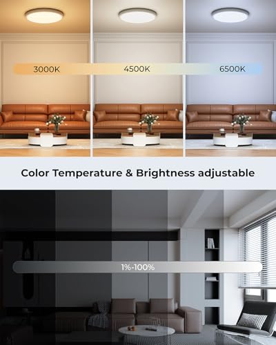 Matane Smart Ceiling Light RGB, LED Ceiling Light Dimmable 24 W, 16 Million DIY Colours, Compatible with Alexa & Google Assistant, RGB Ceiling Light LED for Living Room, Bedroom, Children's Room