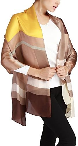 Butterfly Rose 100% Mulberry Silk Fashion Pattern Long Scarf Shawl Wrap 71" X 28" (S4 Yellow)