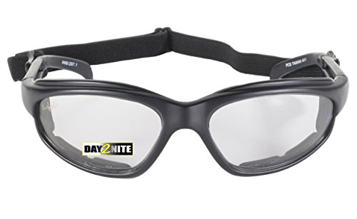 Pacific Coast Freedom Padded Riding Sunglasses with Detachable Strap (Black Frame/Clear Lens)