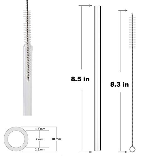 MIXIAO Glas Strohhalme 21.5 cm Transparent Trinkhalm - 12 Stück gerade - Wiederverwendbare Glas Trinkhalme + 4… – Bild 3