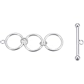 2 Sets Adabele Authentic 925 Sterling Silver Adjustable Toggle Clasp 3 Round Ring T-Bar Closure Hypoallergenic Nickel Free for DIY Jewelry Making SS375-1