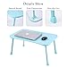 Large Bed Tray NNEWVANTE Multifunction Laptop Desk Lap Desk Foldable Portable Standing Outdoor Table, Breakfast Reading Tray Holder for Couch Floor for Adults/Students/Kids w/Handle- Bluethumb 3