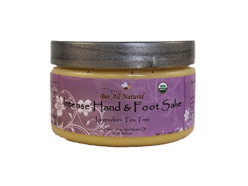Bee All Natural Organic Intense Hand and Foot Salve, 4-Ounce Jar (Lavender & Tea Tree)