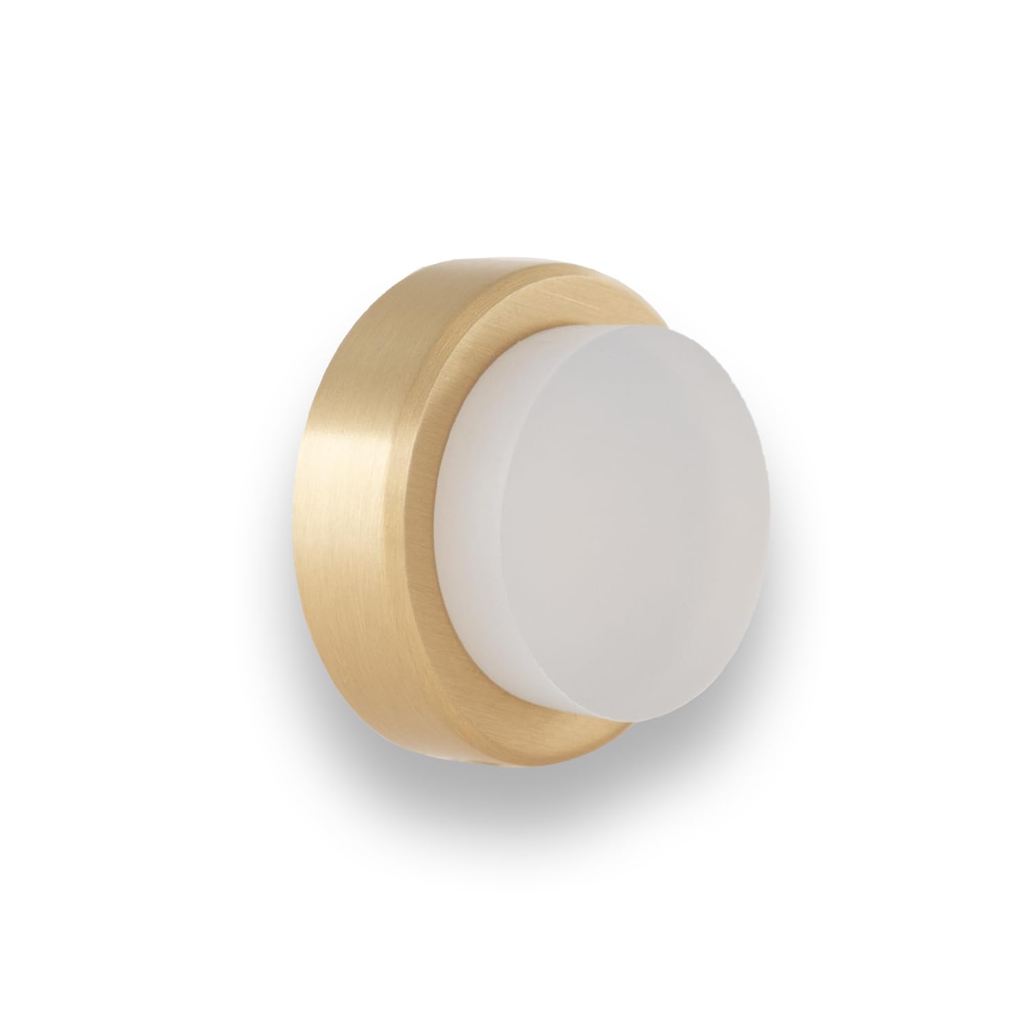 EVI Herrajes | Adhesive Brass Door Stop for Wall | 24x14mm | Gold Finish-White Silicone Rubber | Includes Screw + Plug | Mod. 04020524BTPMLMT