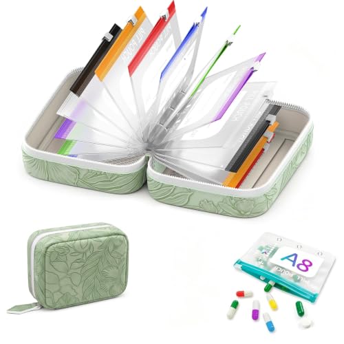 Travel Pill Organizer, A8Waterproof Pill Pouch Set, 14 Color-Coded Pill Pouches for Travel with Zippered Case, Leakproof Reusable Travel Medicine Organizer, Compact Daily Pill Holder(B) at Amazon