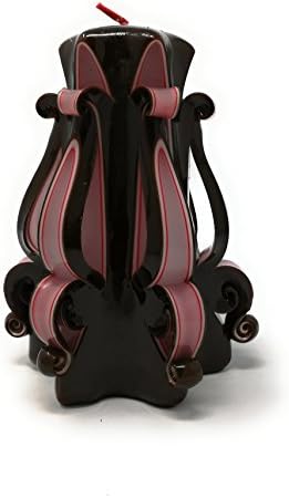 Hand Carved Sculptured Pillar Candle (Brown Pink/Small)
