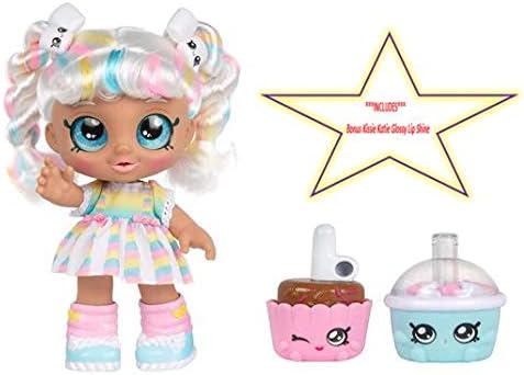 P2P Girls Kids Toddlers Indoor Play Christmas Birthday Gift Set (Bonus: Kissie Katie Glossy Lip Shine) ~ (1) Kindi Kids Doll Marsha Mello Snack Time Friends (1) Sweet Treats Coin Purse ~ Bundle of 3
