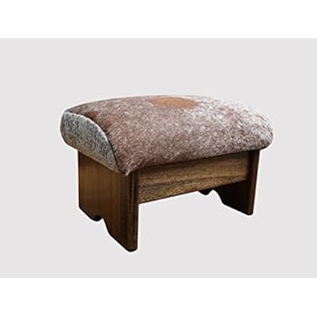 padded foot short cowhide stool walnut stain tall usa hair