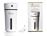 FREE AND HEALTHY LIFE Portable USB Humidifier Essential Oil Diffuser (Black Accent) Car Office Nightstand Aromatherapy Travel LED Light 300ml
