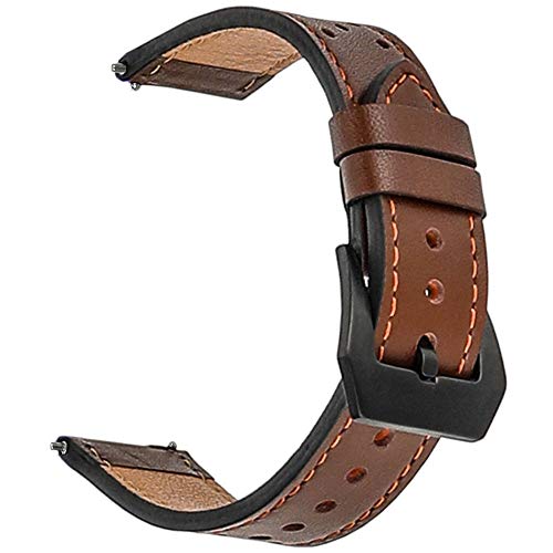 Galaxy Watch 46mm Band, Gear S3 Bands, for Samsung Gear S3 Frontier Classic 22mm Watch Band Leather, Screen Protector 1pcs, for Samsung Galaxy Watch 46mm Band Men Women Smart Watch Strap (Dark Brown)