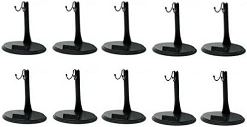 1/6 Scale Action Figure Base Display Stand U Type for 12 inches Hot Toys, Detachable, Adjustable Height, Black, Pack of 10