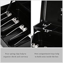Jssmst Locking Large Metal Cash Box with Money