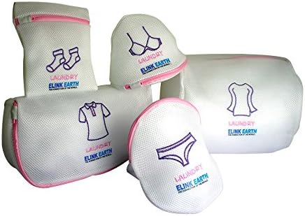Elink Earth™ Delicate Mesh Laundry Washing Bags for Lingerie, Sweater, Bras, and Organization - Set of 5