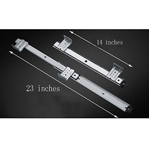 HomDSim 14 inches Ball Bearing Desk Keyboard Drawer Tray Slide Rail Track 3/4 Extension Adjustable Steel Metal High Pound Capacity Side Mount Suites Underdesk with Screws Black - Thumbnail 4