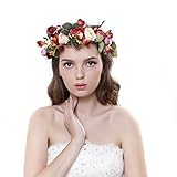 Women handmade Rose Flower Crown with Adjustable Ribbon for Wedding Festivals