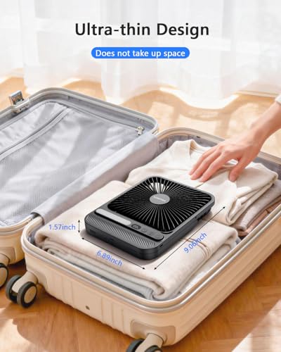 AURATHEA Ventilateur portable 10000 mAh, Ventilateur rechargeable Ultra-Mince de 7'' avec lumière LED, écran LCD et minuteur, Pour camping, bureau, chambre, croisières