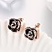 BoBoDeng 2 Pairs Pack White / Black Rose Gold Plated Flower Stud Earrings for Women Girls Gift