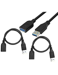 2 unidades longitud corta 1 pies Cable de extensión USB 3.0, USB 3.0 A macho a hembra cable de extensión