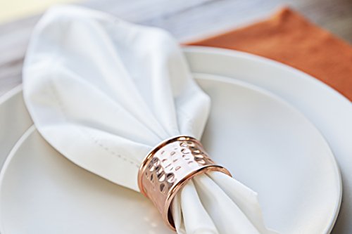 Alchemade Round Hammered Copper Napkin Rings (Set of 4) - by