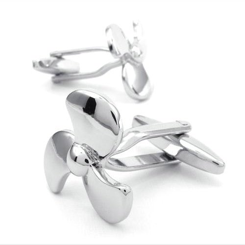 2pcs Classic Screw Propeller Men's Shirts Cufflinks Wedding, Color Silver, 1 Pair Set