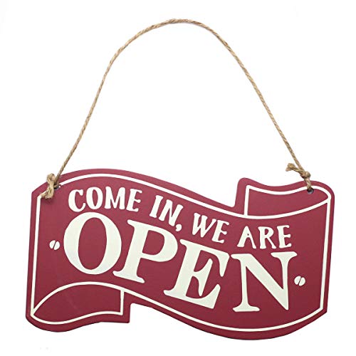 ZHU YU CHUN Double-Sided Open/Closed Sign Hanging Board, Wooden Open Close Sign with Rope for Hanging (Pink) - Thumbnail 3