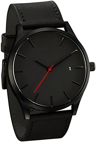 ODGear Popular Low-key Minimalist Connotation Leather Men's Quartz Wristwatch NW60 (Black A)