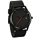 Han Shi Mens Quartz Wristwatch, Fashion Popular Low Key Minimalist connotation Leather Clock (L, Black-A)