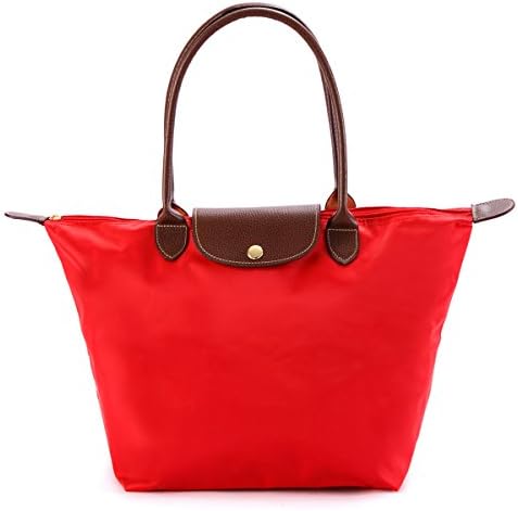 DEEZONE Women's Waterproof Foldable Tote Shoulder Bag - Red