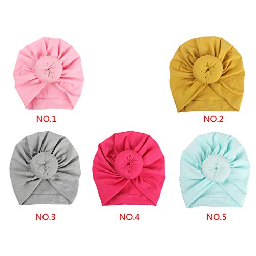 Xuanhemen Kids Baby Turban Knot Baby Headdress Headbands Toddler Bohemian Knot Wrap Hat 1-2 Years Old - Thumbnail 4