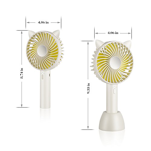 SUPOLOGY Mini Handheld Portable Personal Fan, USB Rechargeable Twin Turbo Blades Operated Adjustable 3 Speeds Desktop Fan for Home Office Outdoor Travel