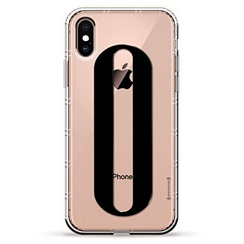 BLACK INITIAL O3 | Luxendary Air Series Clear Silicone Case with 3D printed design and Air-Pocket Cushion Bumper for iPhone Xs Max (new 2018/2019 model with 6.5" screen)