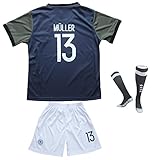 2018 Germany MULLER #13 Home Away Soccer Kids Jersey & Short Socks Set Youth Sizes (Away, 13-14 YEARS)