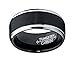 9MM Black Two Tone Tungsten Carbide Men's Brushed Wedding Band Ring, Comfort Fit Sizes 8 to 13