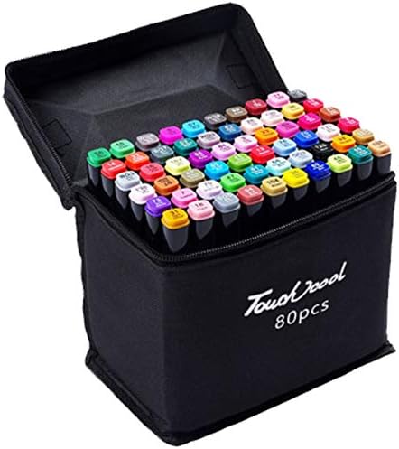 QSJi 80 colors Dual Tips Art Animation Twin Marker Pens with Carrying Case (24)