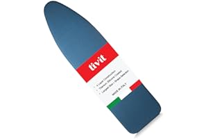 TIVIT Ironing Board Cover 18 x 50, Performance Grade Titanium Coated Pro Grip Pad & Covers - Superior Scorch & Stain Resistance, High Heat Reflection, 3 Padded Layers 3 Fastener Straps - Made In Italy