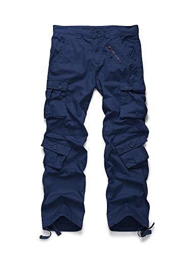 OCHENTA Men's Cotton Military Cargo Pants, 8 Pockets Casual Work Combat Trousers