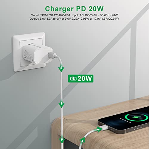 Rosaking USB C Ladegerät 20W,Netzteil USB C PD Schnellladegerät für iPhone14 Pro/Pro Max/14/Plus,20W USB C Adapter für Samsung Galaxy S23/S22/S21 Ultra/S21+/S20
