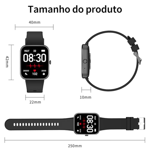 PEJE Smartwatch HXW06,Tela TFT HD de 1,83" Ecrã tátil e Ai,Feminino e Masculino,123 Esportes,IP68 à rova d'água, Chamada Bluetooth, Compatível com Android iOS （Pulseira em aço dourado）