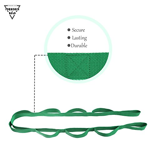Forbidden Road Stretch Strap with Multi- Loop Exercise Strap for Physical Therapy Yoga Dance Pilates Greater Flexibility and Fitness Workout Deepen (Green, 1.578 inch (3.8200cm))