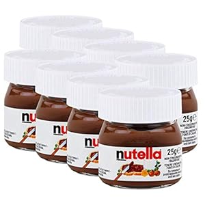 Ferrero Nutella Small Mini Design Glass Set of 8 25 g Bread Spread, Nutmeg Cream, Chocolate Spread