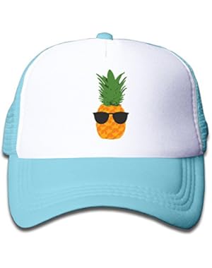 Kids Cool Pineapple With Sunglasses Trucker Mesh Baseball Cap Hat Trucker Hats Pink