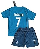Ronaldo #7 NEW 2017/2018 Real Madrid Champions League Jersey & Shorts for Kids (9-10 Years Old)