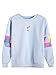 ROMWE Women's Top Long Sleeve Color Block Paper Airplane Graphic Print Patchwork Trim Tee Shirt Sweatshirt,Blue,XXL=US L