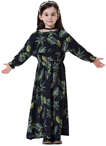 Baby Girl Boy Kids Girls Muslim Islamic Floral Long Sleeves Full Length Robe Burka Maxi Dress