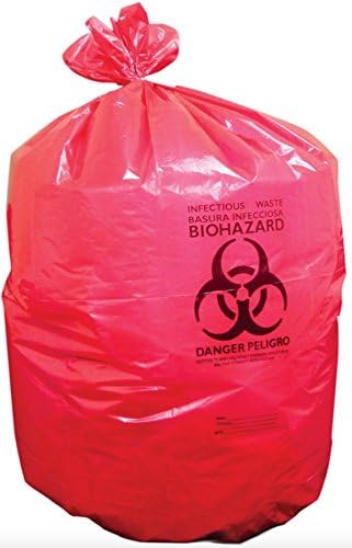 Heritage Healthcare Biohazard Can Liners, Qty 25 bags, 8-10 gallon Capacity, 24 x 23, 1.30 mil, 33 micron, Red, Autoclavable
