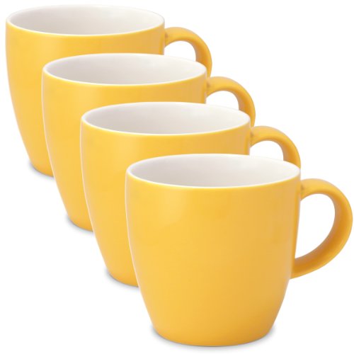 FORLIFE Uni Tea/Coffee Cup with Handle (Set of 4), 11 oz, Mandarin