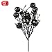 KI Store Black Christmas Tree Picks Stems Pack of 9 Artificial Glittered Berry Stems Black Tree Ornaments Decoration for Xmas Tree Halloween Wreath Garland Handcraft