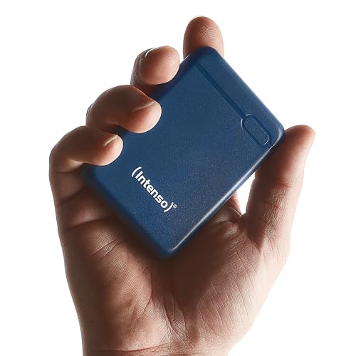 Intenso Powerbank XS5000 – 5.000 mAh – Kompakter externer Akku fuer iPhone, Smartphone, Tablet & Kamera, USB-C, USB-A, microUSB, Schnelles Laden, Blau