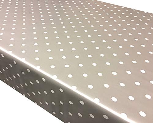TableclothsWorld Silver Polka Dot Spots PVC Vinyl Wipe Clean Tablecloth Oilcloth (Round - 138cm Diameter)
